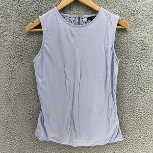 Ann Taylor Loft Violet Geometric Crochet Keyhole Tank Blouse Sleeveless Womens S